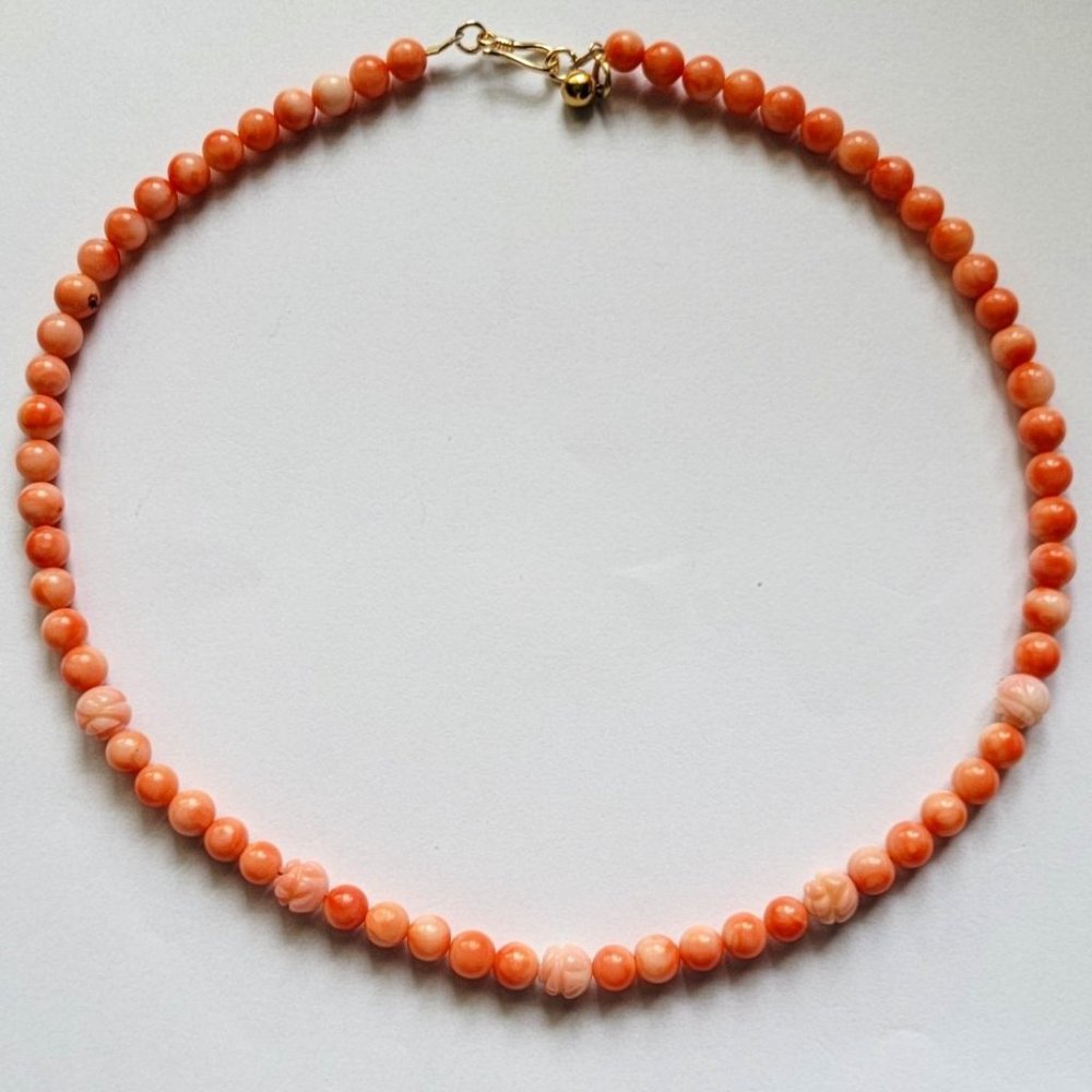 NEW Vintage Natural Angel Skin Coral Necklace